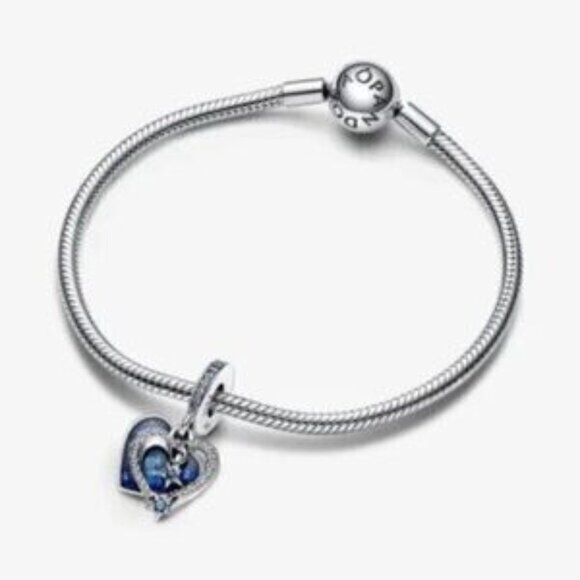 PANDORA Celestial Shooting Star Heart Double Dangle Charm - Picture 3 of 3